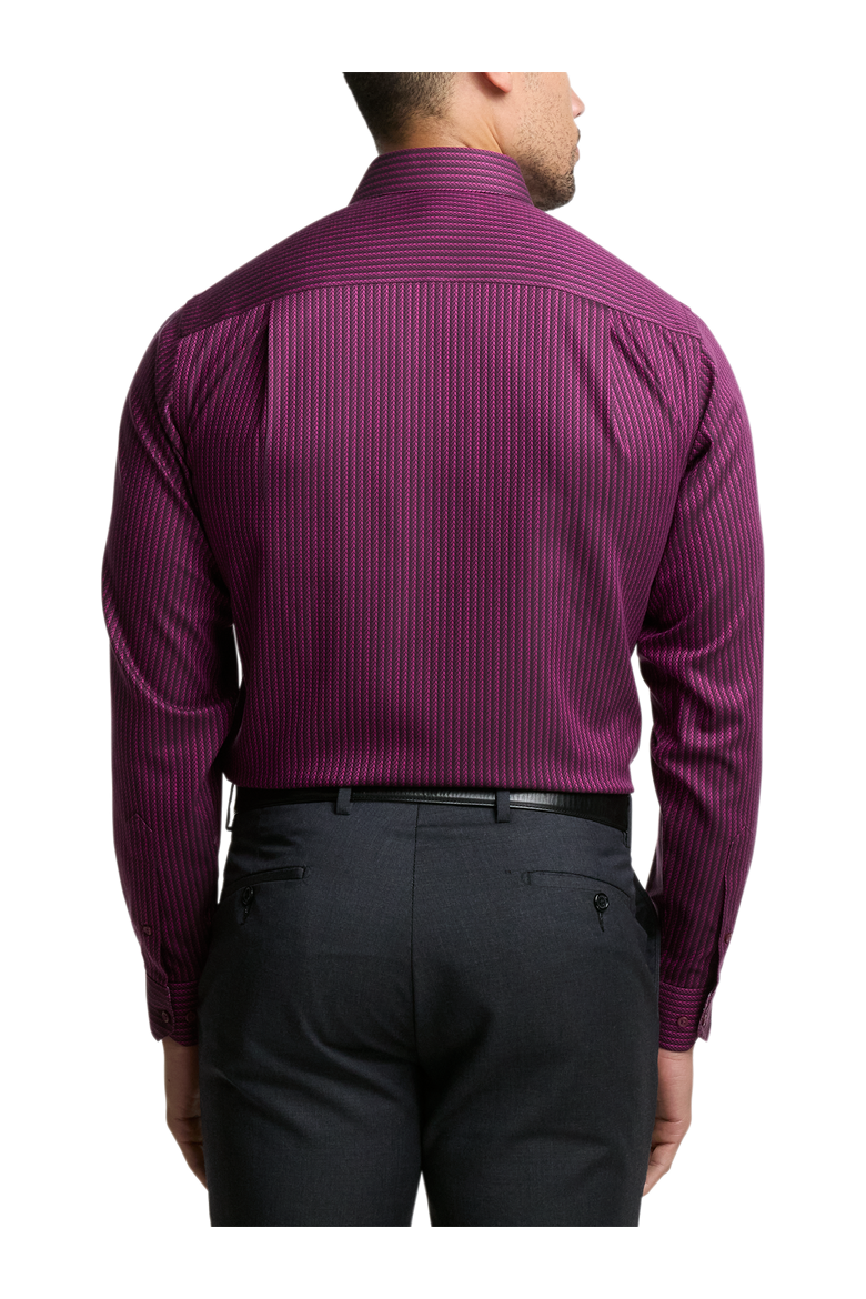 Cotton Spandex Spread Collar Twill Classic Contrast Trim Button Cuff Long Sleeve, Alternate, color, Burgundy