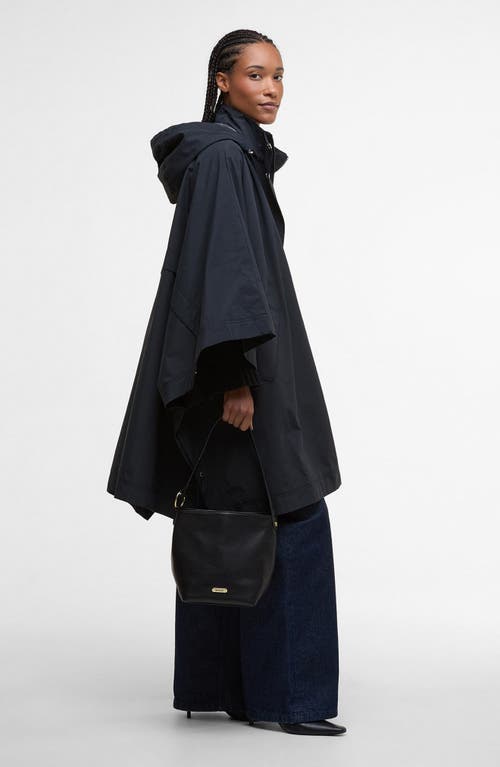 Barbour Cedar Leather Bucket Tote In Black