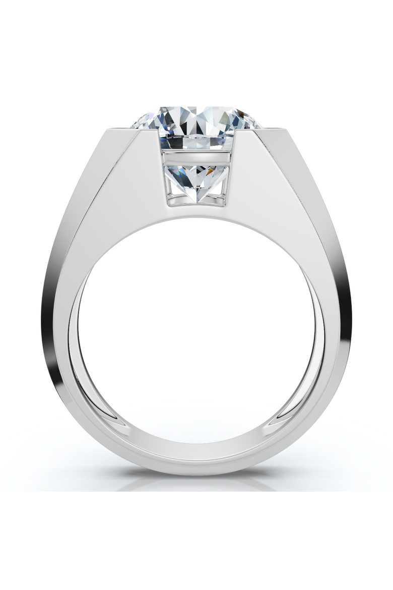 Certified 5 Ct Elon Signature Men's Bezel Diamond Ring Lab Grown, Alternate, color, 14k White Gold