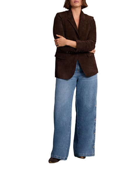 Popper Detail Wide Jeans