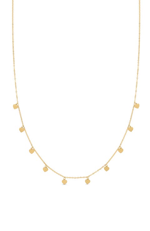14K Gold Fringe Heart Chain Necklace