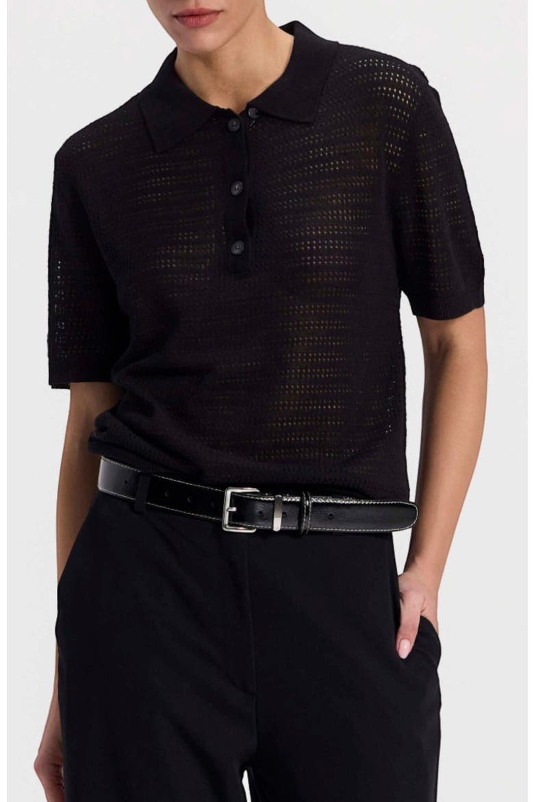 Knit Polo Top, Main, color, Black