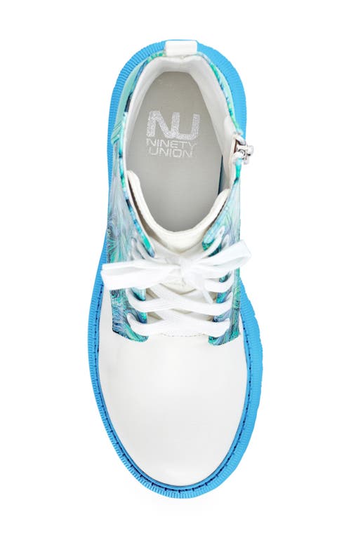 Ninety Union Freeway Lug Sole Combat Boot In Blue Multi