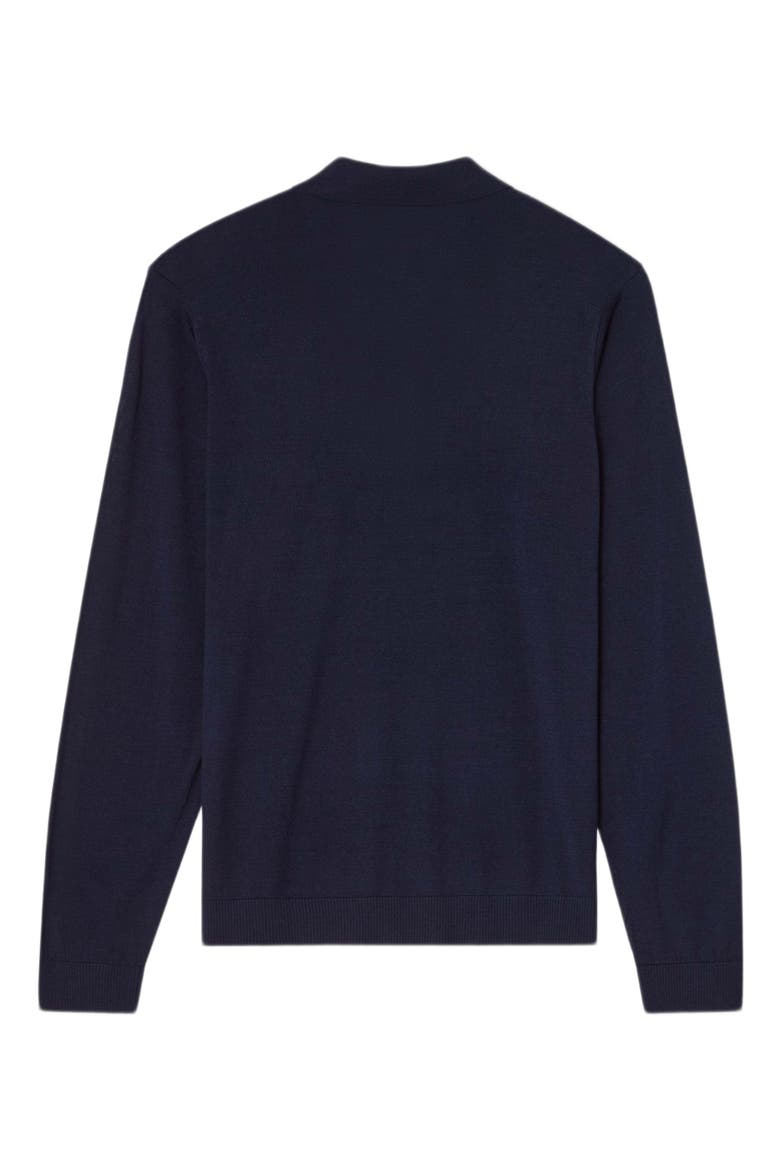 Henson Wool Silk Fine Gauge Jersey Long Sleeve Polo, Alternate, color, Navy