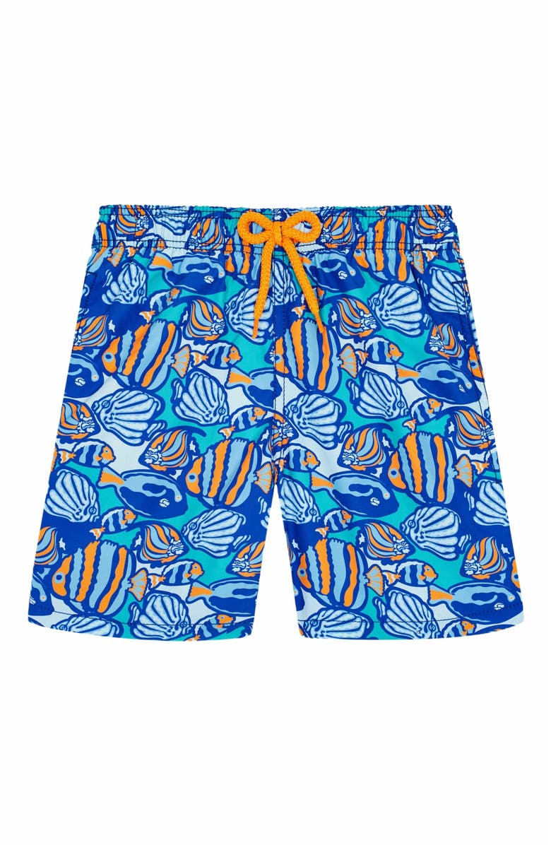 Vilebrequin Kids' Fishy Vibes Swim Trunks, Main, color, Marrakech