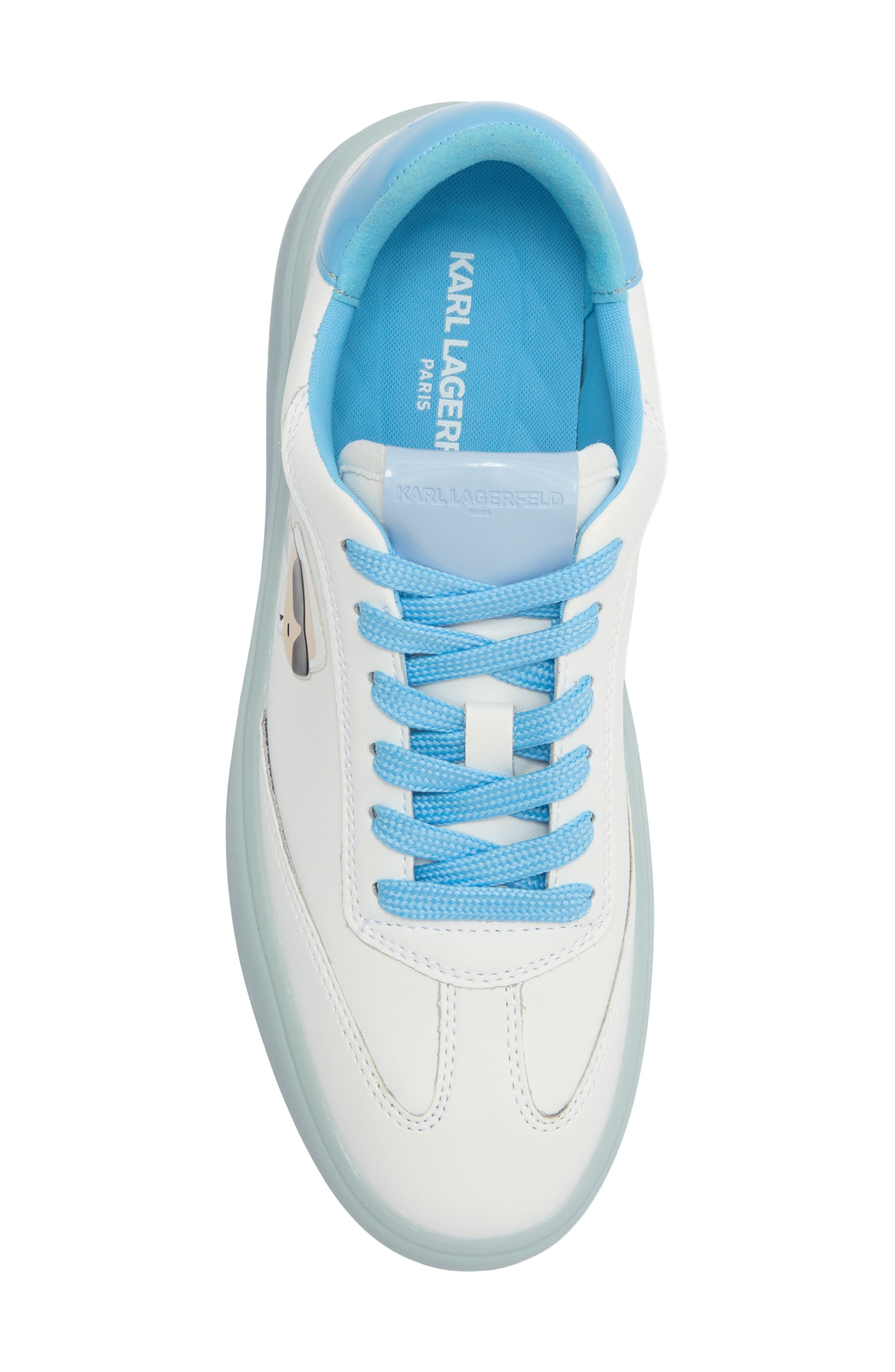 KARL LAGERFELD PARIS Sumava Sneaker, Alternate, color, Bright White/ Baltic Blue