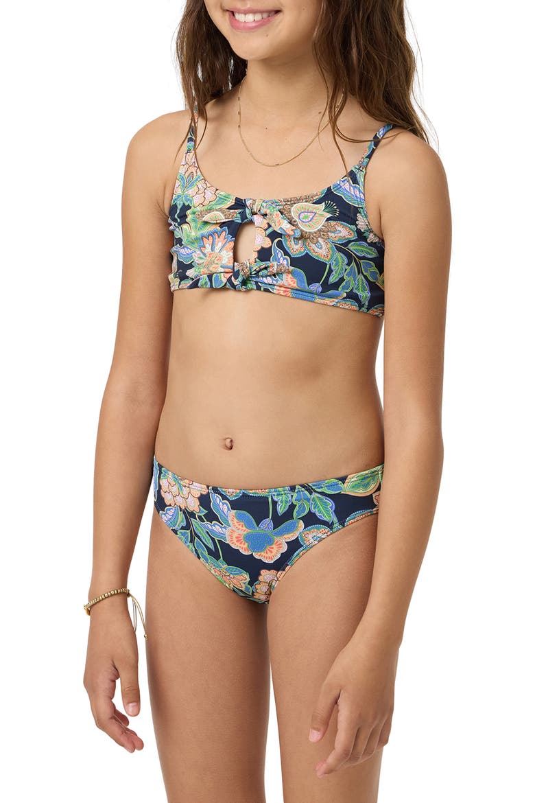 Kids' Mermaid Floral Hanky Two-Piece Swimsuit, Alternate, color, NAVY