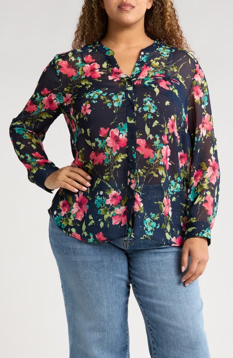 Jasmine Roll Sleeve Top (Plus Size)