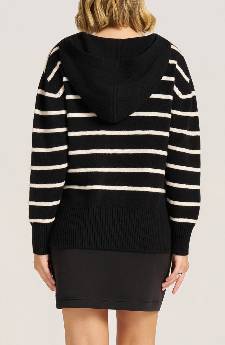 matty m. Juno Stripe Hooded Sweater, Alternate, color, Black/ White