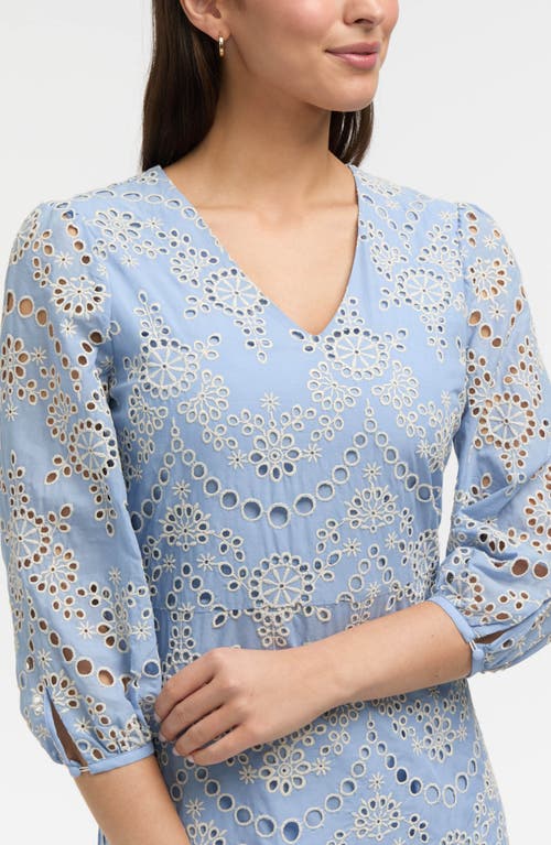 Shop Ellen Tracy Embroidered Eyelet V-neck Minidress