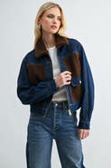 Jemina Denim Two-Tone Cropped Denim Jacket