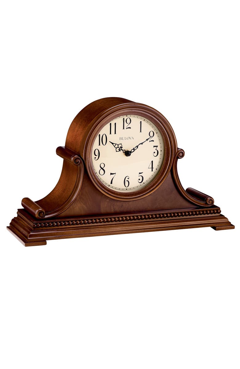 Bulova Clocks Asheville Chiming Mantel Clock, Main, color, Brown Cherry