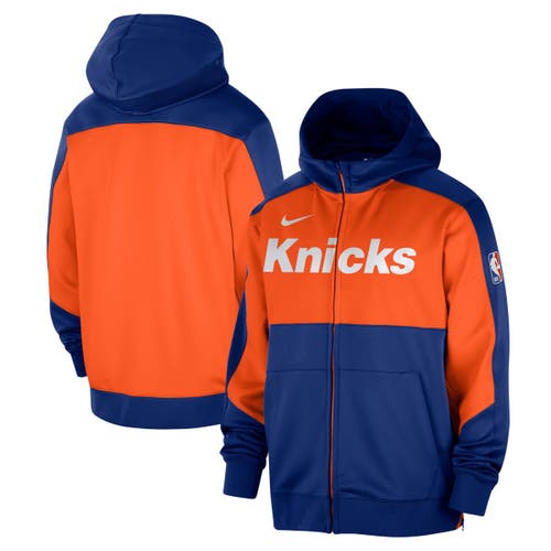 Nike Blue New York Knicks Authentic On-court Showtime Performance Full-zip Hoodie