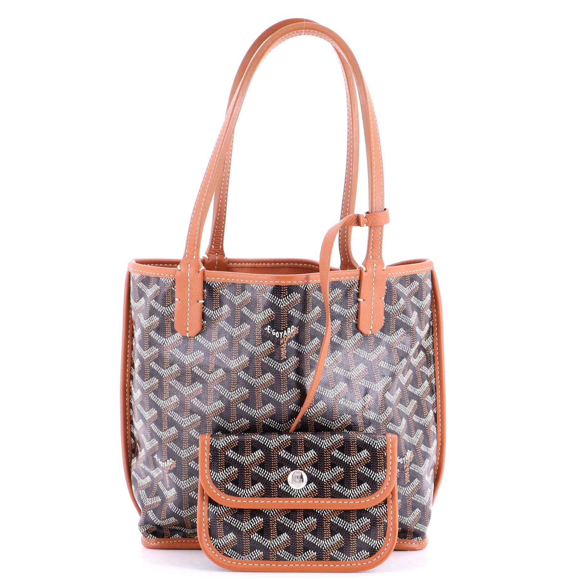 Pre-Owned Goyard Anjou Reversible Tote Coated Canvas Mini, Alternate, color, Brown