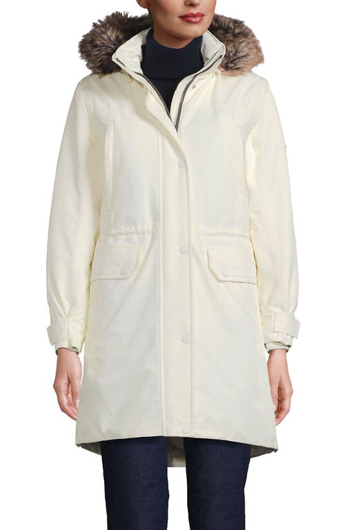 Lands' End Expedition Waterproof Down Winter Parka With Faux Fur Hood In White