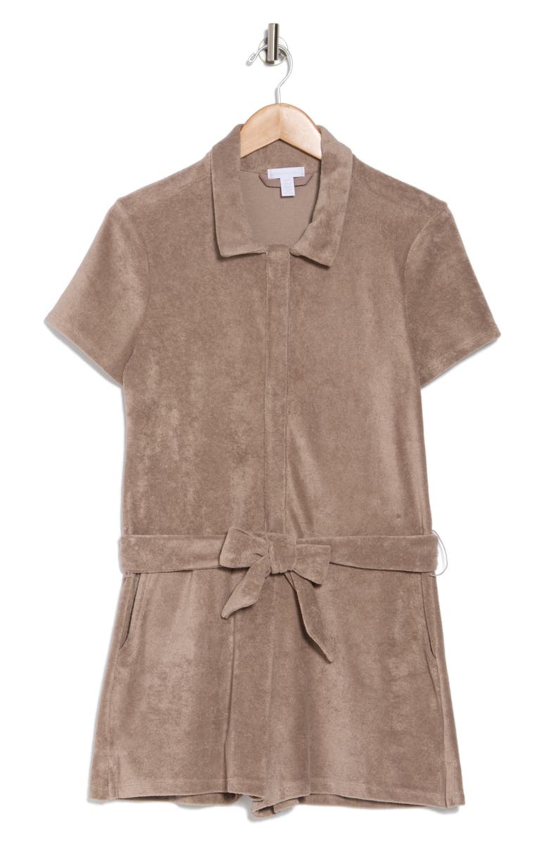 Beyond Yoga Tropez Tie Waist Romper, Alternate, color, Birch