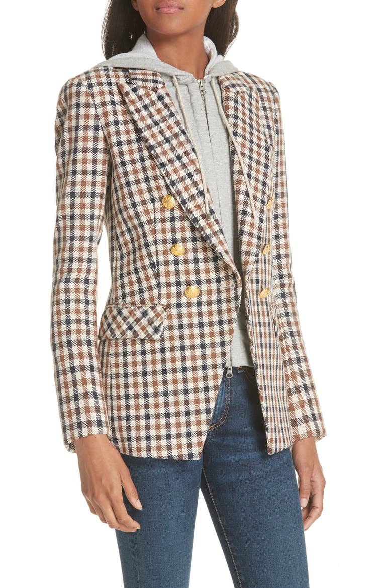 Lonny Houndstooth Dickey Jacket, Alternate, color, BROWN/ NAVY