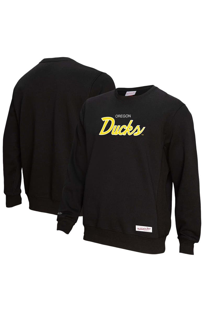 Mitchell & Ness Men's Mitchell & Ness  Black Oregon Ducks Elite Script Pullover Sweatshirt, Alternate, color, Black