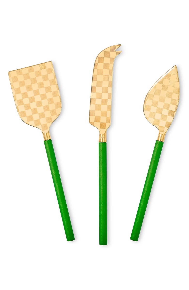 MACKENZIE CHILDS Emerald 3-Piece Cheese Knife Set, Main, color, Emerald