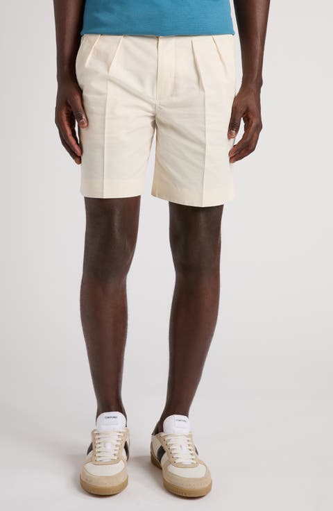 Fluid Pleated Cotton & Silk Poplin Shorts