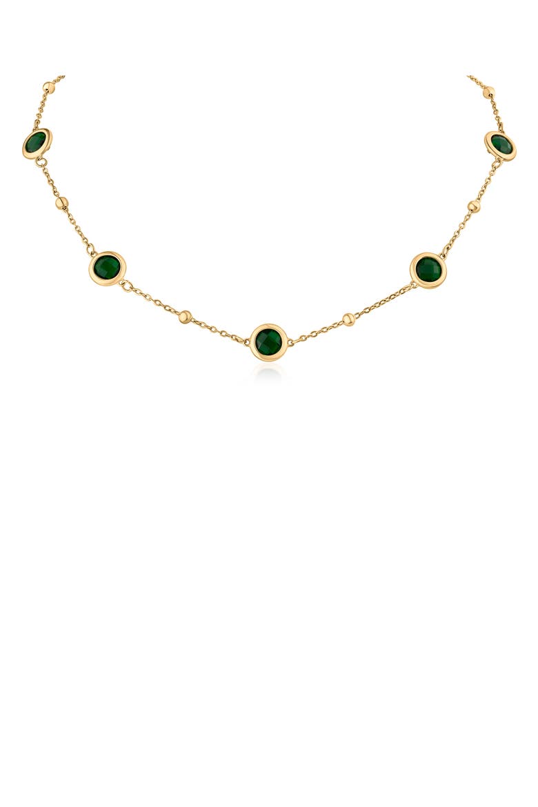 Bezel Crystal Station Necklace, Main, color, GREEN/ GOLD