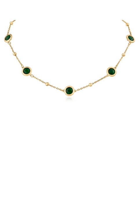 Bezel Crystal Station Necklace