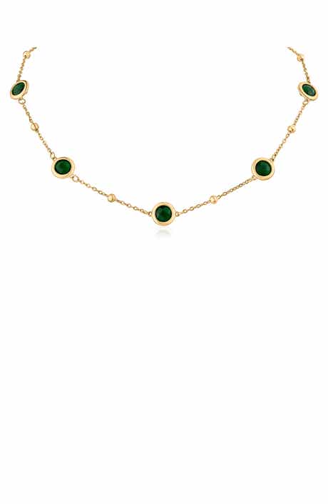 Bezel Crystal Station Necklace