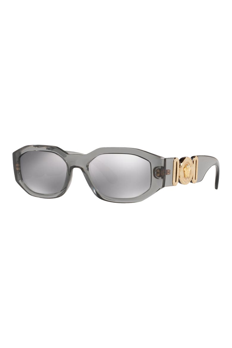 Biggie 53mm Round Sunglasses, Alternate, color, TRANSPARENT GREY/ GREY MIRROR