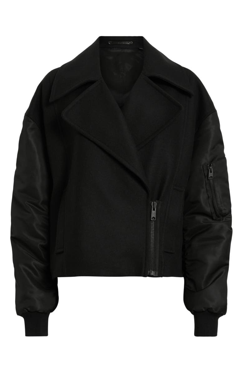 AllSaints Orla Wool Blend Moto Jacket, Alternate, color, Black