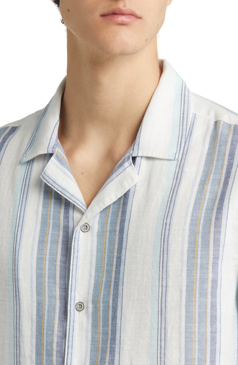 Rails Amalfi Stripe Short Sleeve Cotton Button-Up Shirt, Alternate, color, Halo Coastal Blue Stripe