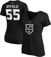 FANATICS Women's Fanatics Branded Quinton Byfield Black Los Angeles Kings Authentic Stack Name & Number V-Neck T-Shirt
