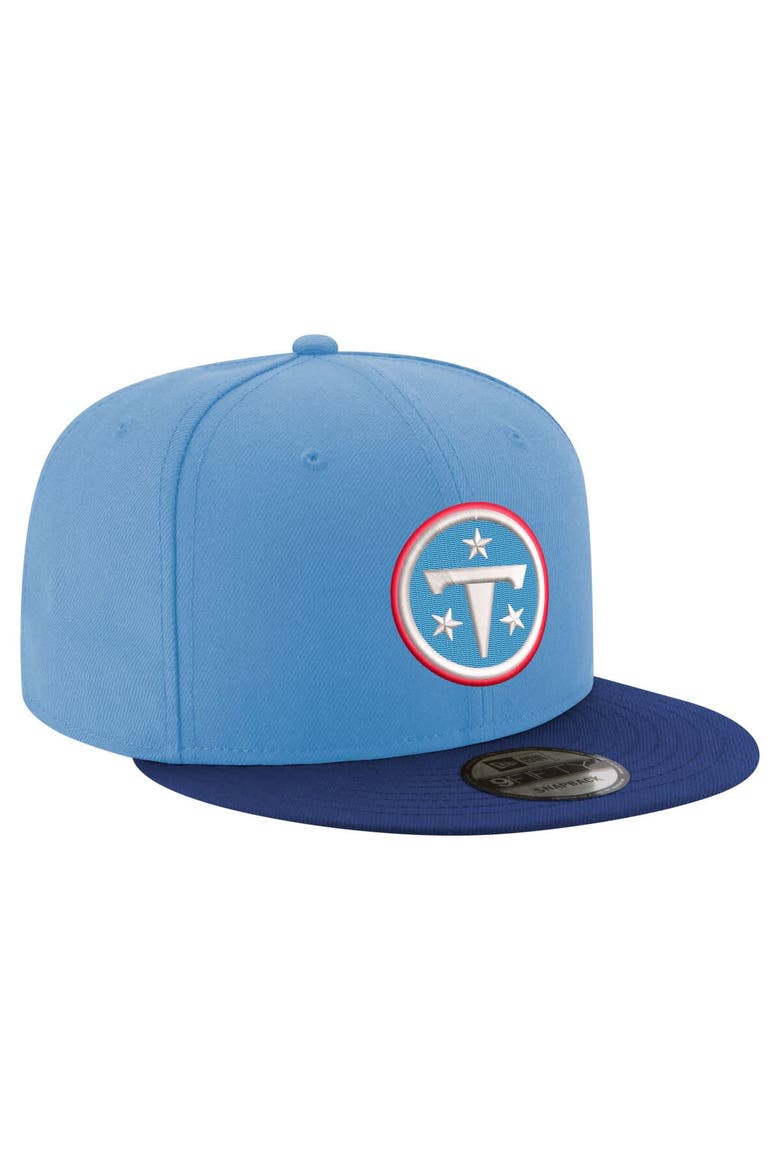 Men's New Era  Light Blue/Navy Tennessee Titans Primary Logo 9FIFTY Snapback Hat, Alternate, color, Light Blue
