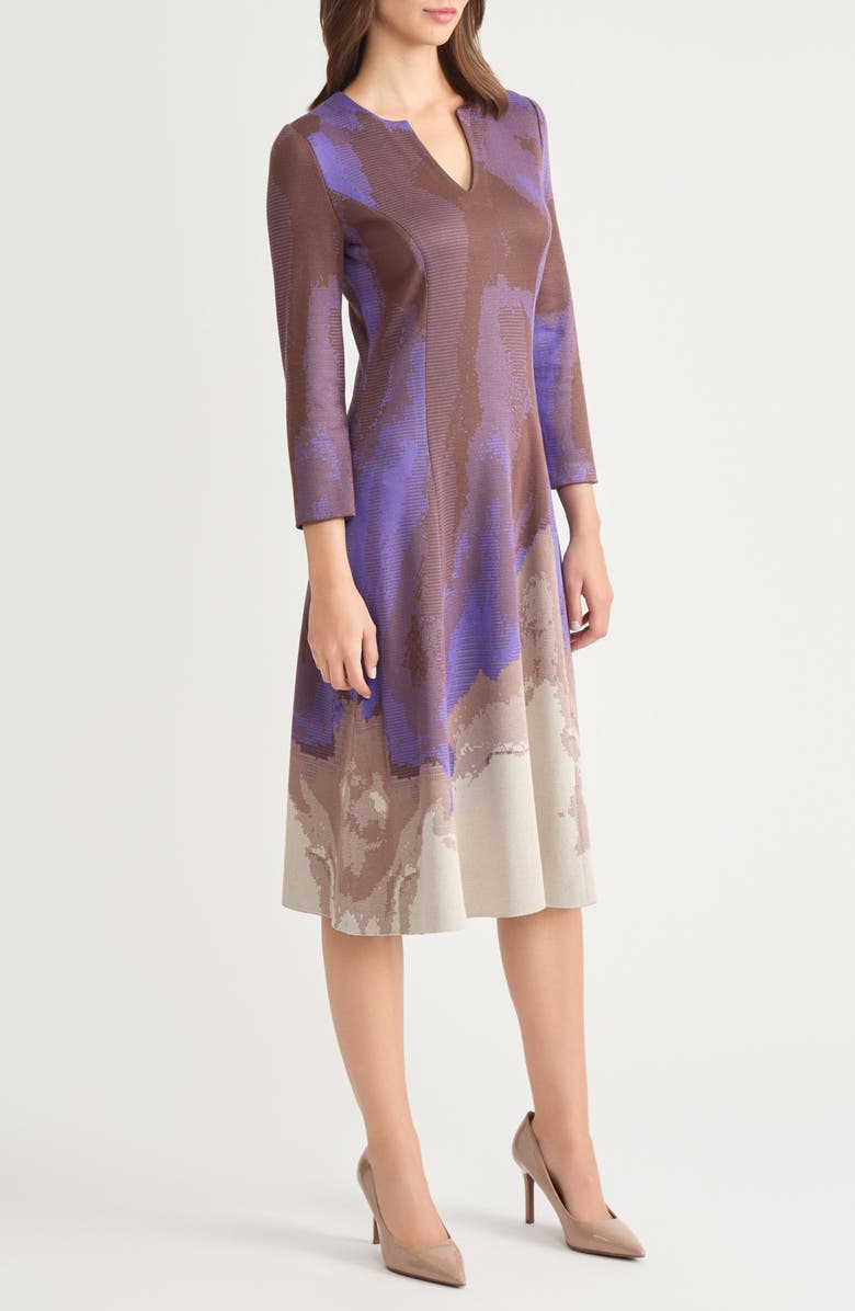 Misook Abstract Jacquard A-Line Knit Midi Dress, Alternate, color,