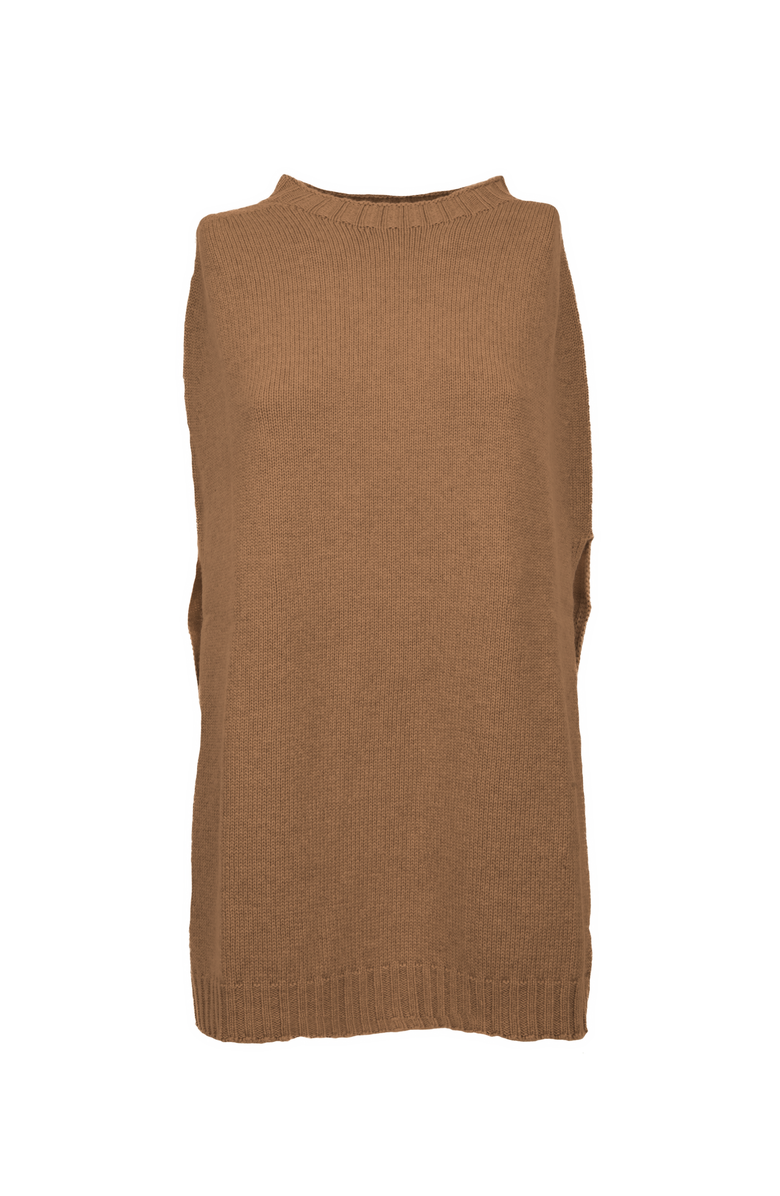 Monticelli Cashmere Pure Cashmere Double Zip Hoodie Sweater, Alternate, color, Camel