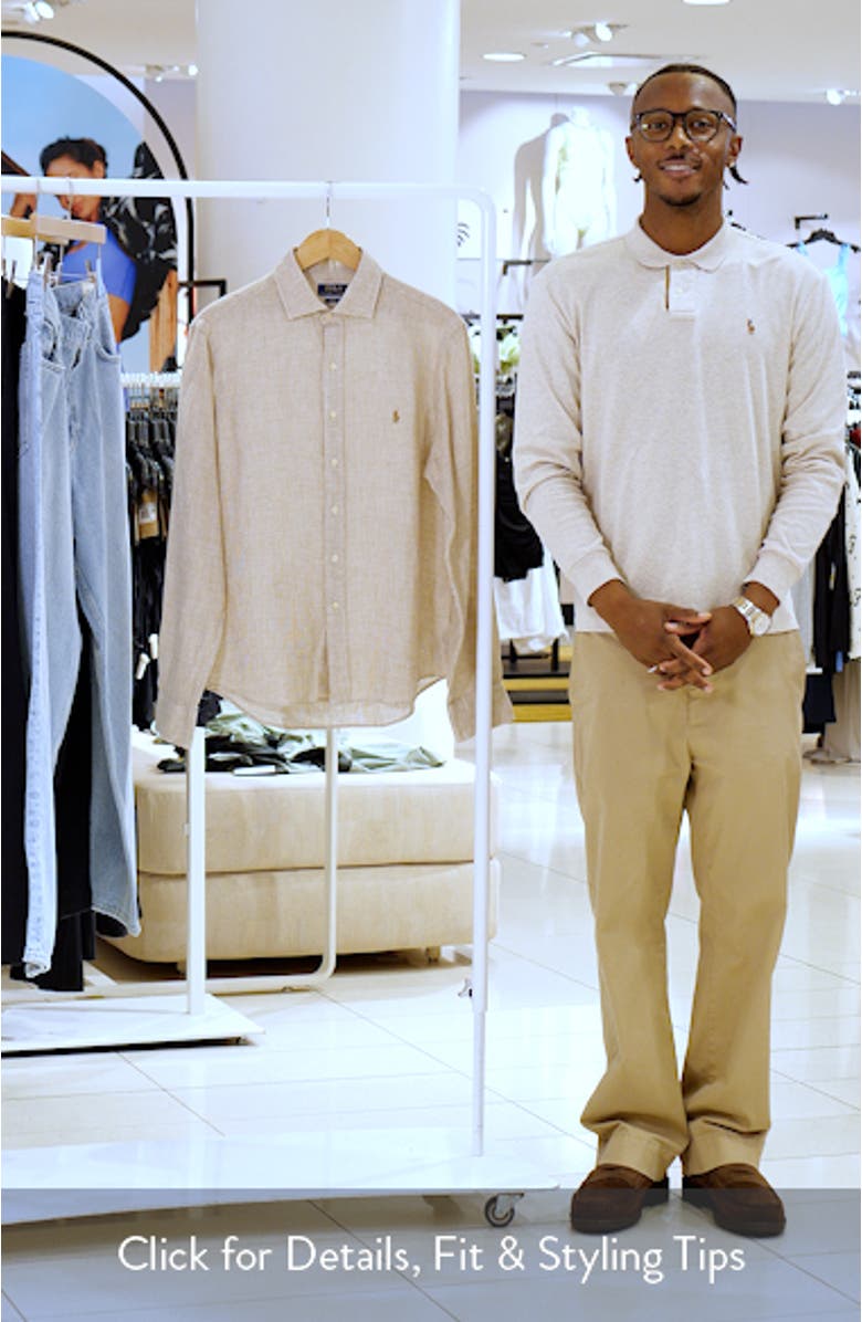 Classic Fit Houndstooth Linen Button-Up Shirt, sales video thumbnail