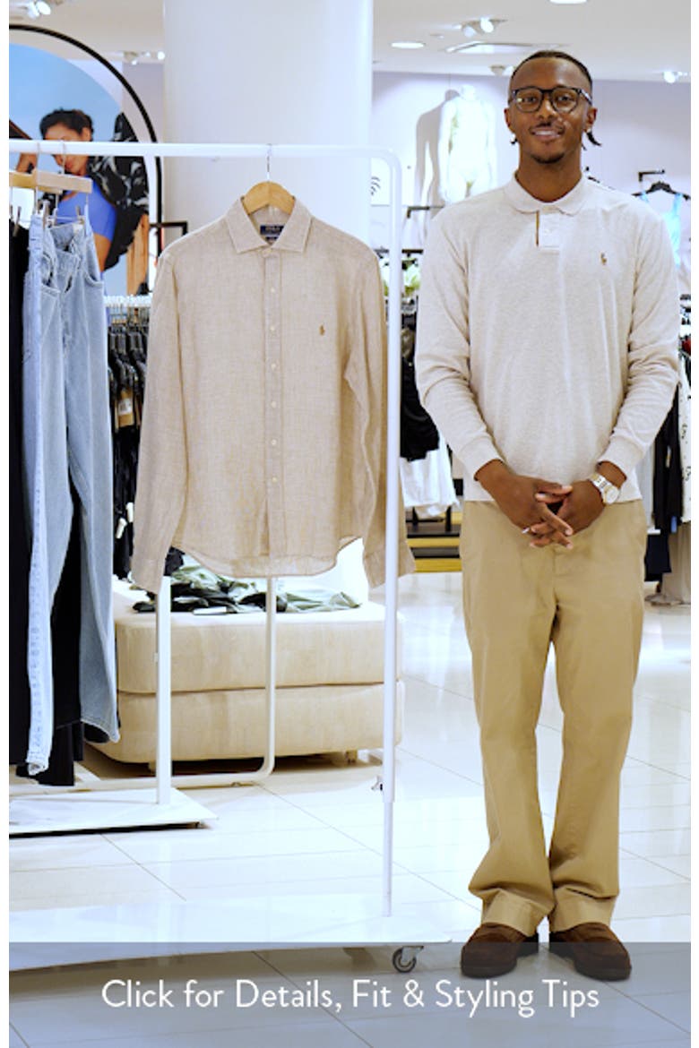 Classic Fit Houndstooth Linen Button-Up Shirt video