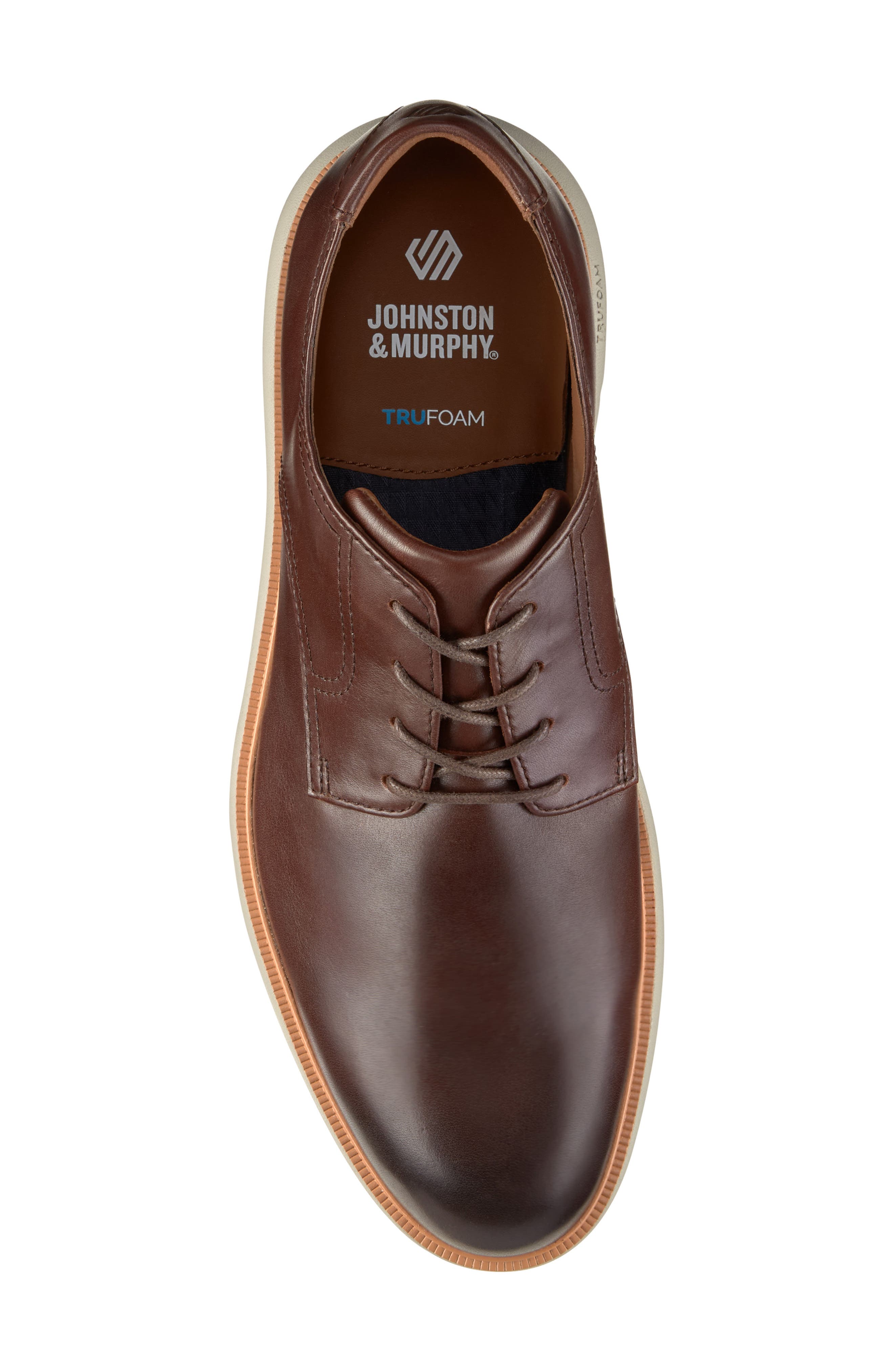Johnston & Murphy Larkin Plain Toe Derby, Alternate, color, Mahogany Italian Calfskin