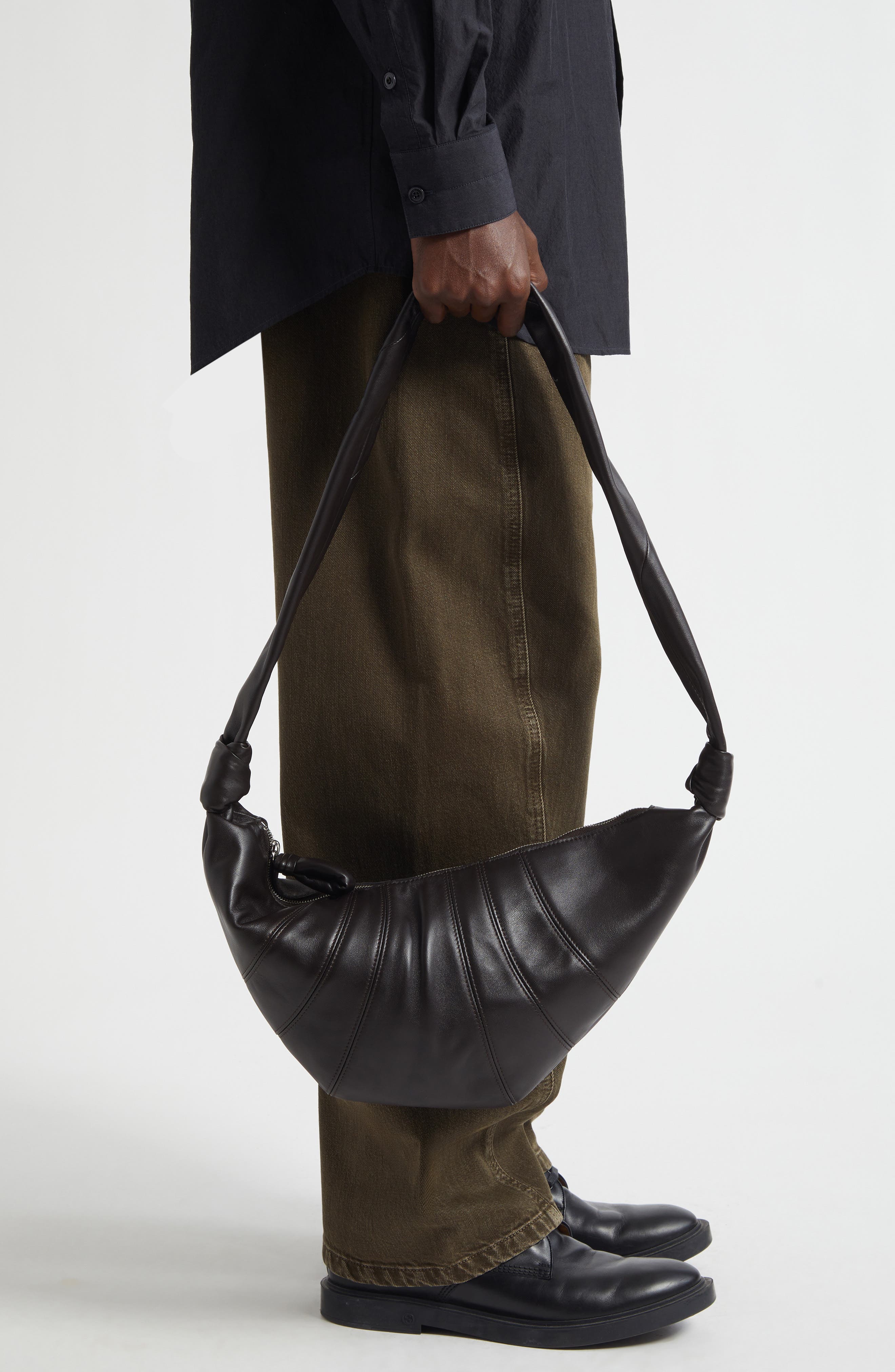 Lemaire Medium Croissant Leather Bag, Alternate, color, 