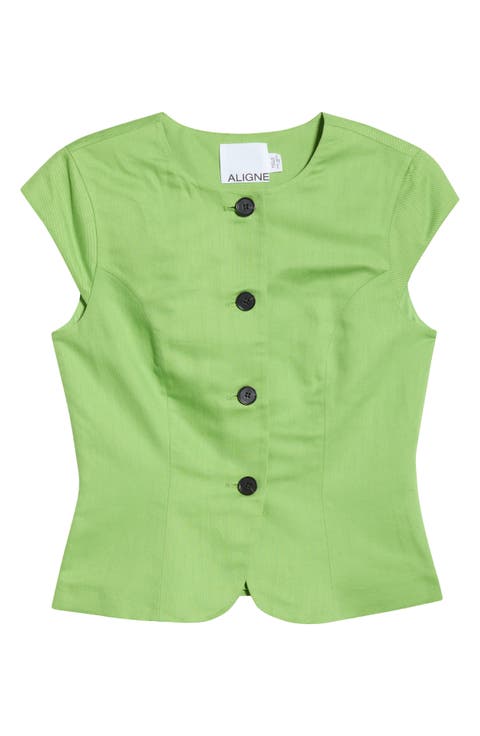 Connie Organic Cotton & Linen Blend Button-Up Top