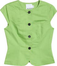ALIGNE Connie Organic Cotton & Linen Blend Button-Up Top