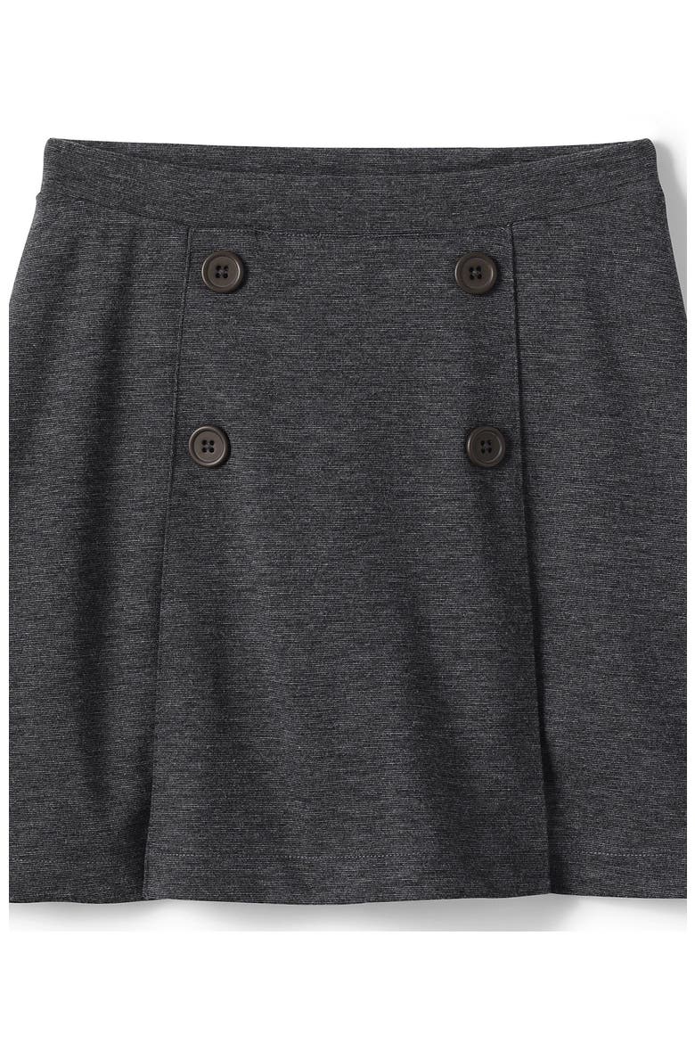 School Uniform Girls Ponte Button Front Skort, Alternate, color, Charcoal Heather