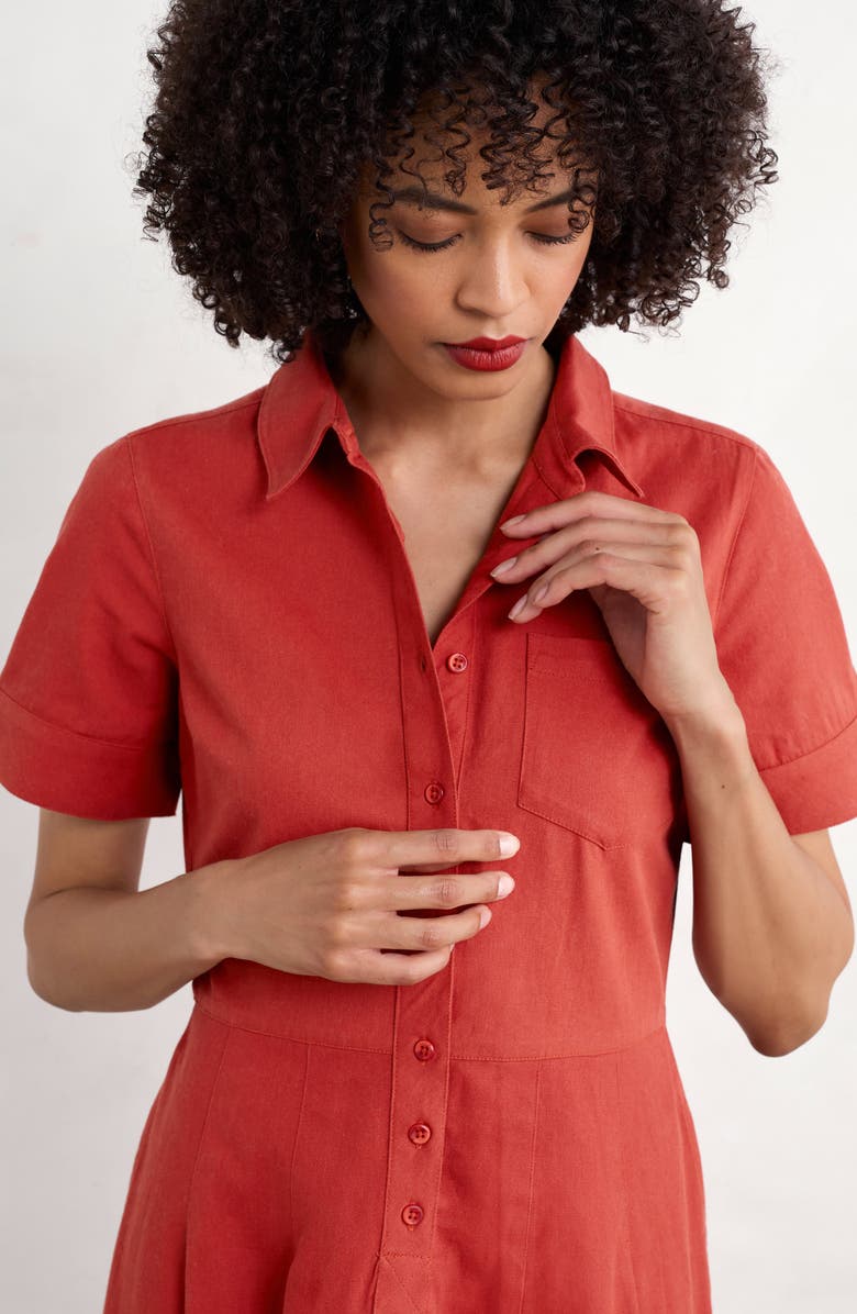 Seasalt Cornwall Birch Organic Cotton Midi Shirtdress, Alternate, color, Dark Cinnamon
