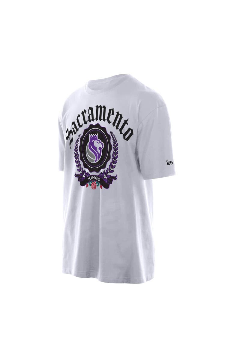 New Era Men's New Era White Sacramento Kings Throwback Prep Oversized T-Shirt, Alternate, color, White