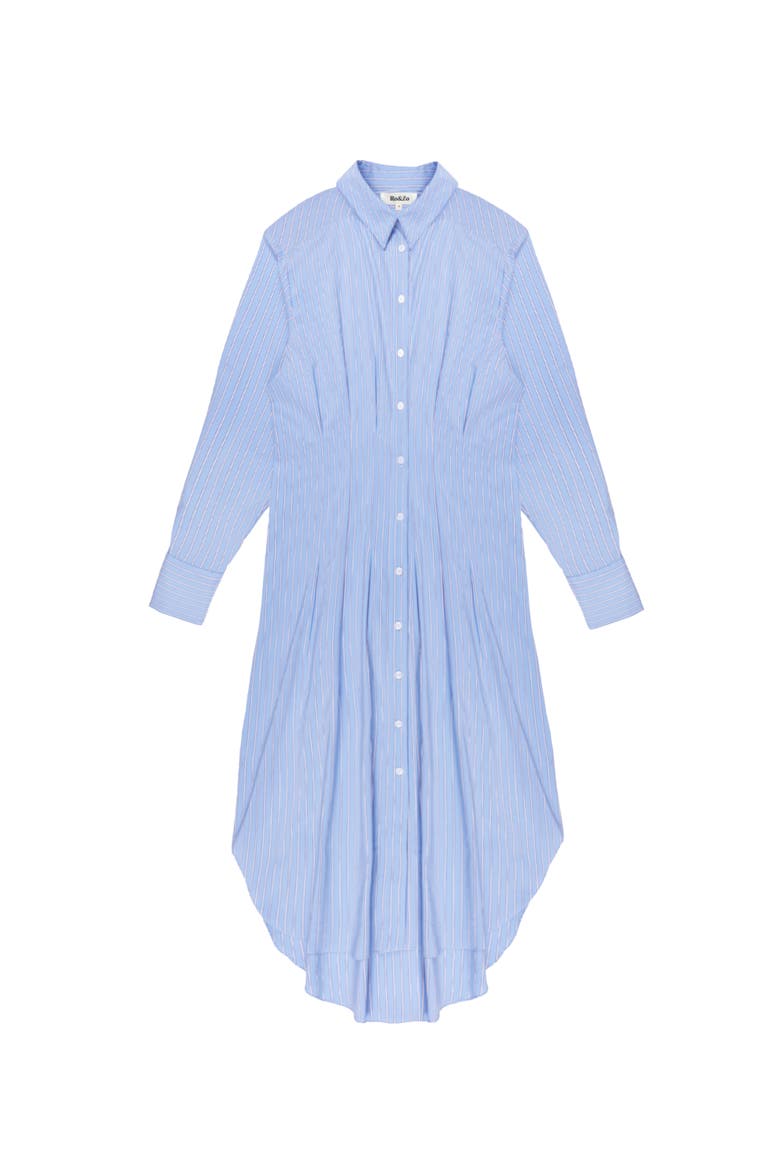 Long Sleeve Stripe Shirt Midi Dress, Alternate, color, Blue