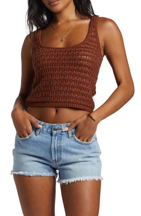 Hot Shot Open Stitch Cotton Sweater Tank