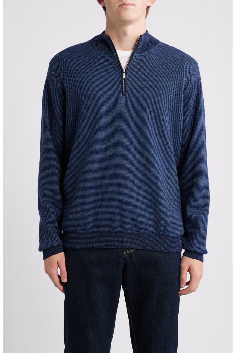 West Merino Wool Quarter Zip Sweater, Main, color, BLUE ABYSS