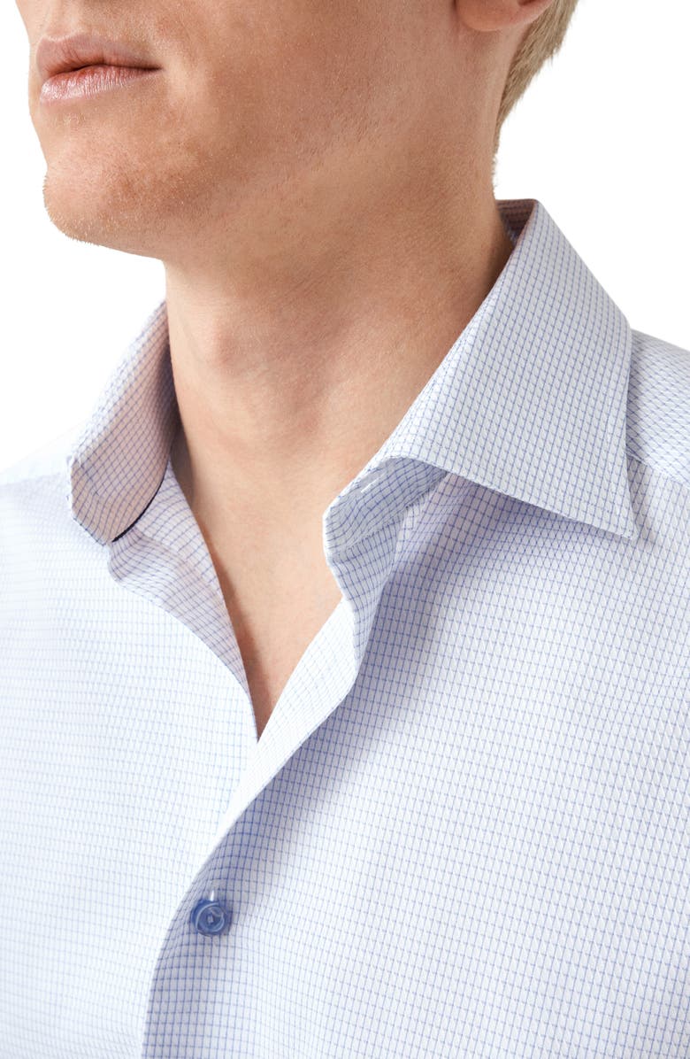 Eton Contemporary Fit Microcheck Organic Cotton Dress Shirt, Alternate, color,