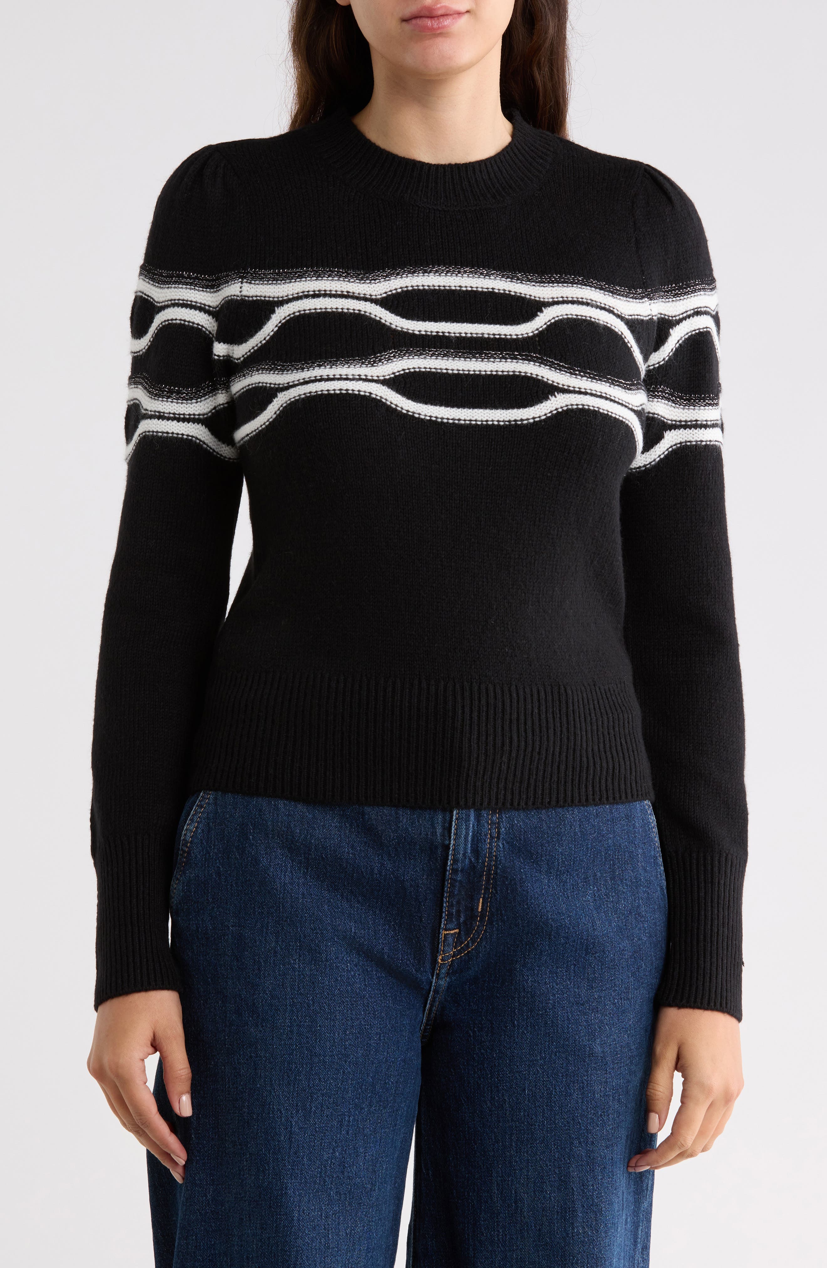 Horizontal Line Crewneck Sweater