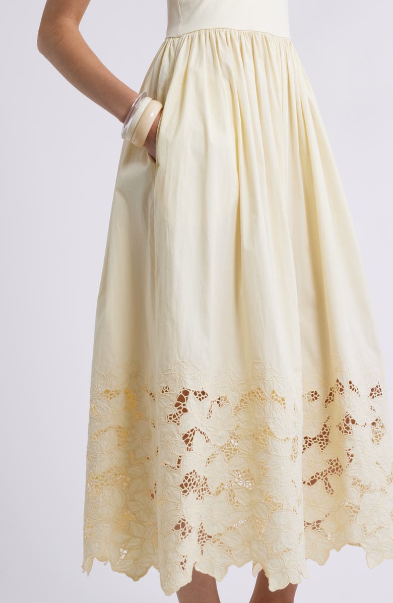 Nordstrom Embroidered Sleeveless Mixed Media Sundress, Alternate, color, Yellow Pale
