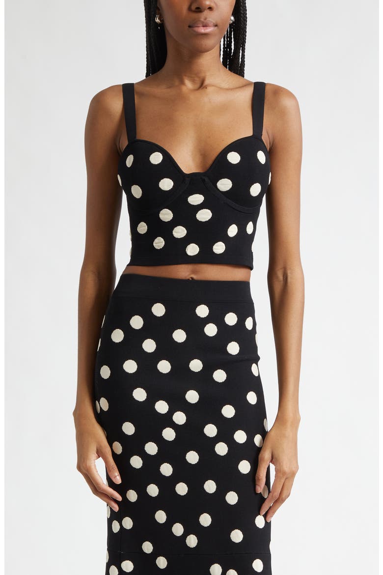 Tula Polka Dot Crop Camisole, Main, color, BLACK/ ECRU POLKA DOT